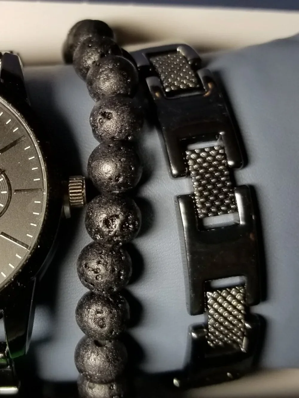 Yaamava Mens Watch & Bracelet Set Black Dressy Office Party Retro Street NIB